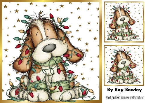 Cute Christmas Whimsical Puppy 8x8 (FOUR)