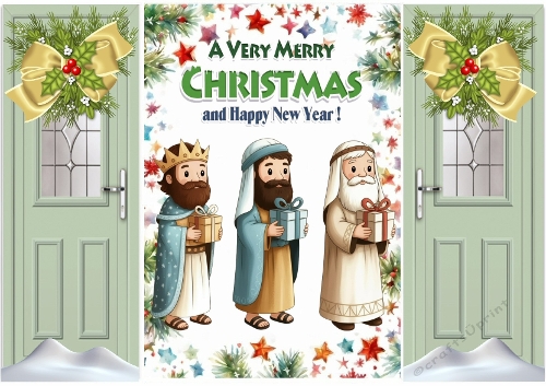 Whimsical  3 Wise Men With Gifts Green Gatefold (TWO)