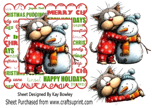 Cute Whimsical Cat 7x7 Card Frame (TWO)