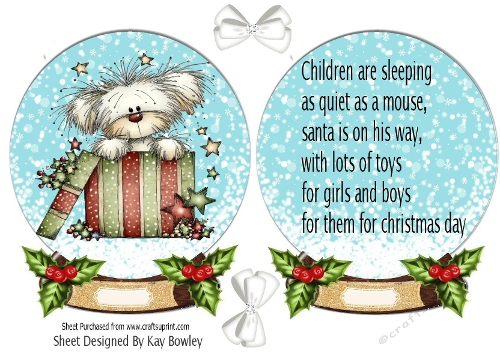 Snow Globe With Puppy With Insert (ONE)