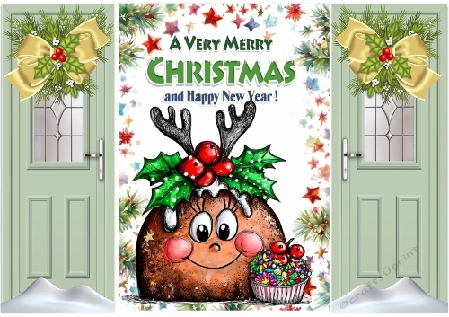  Whimsical Christmas Pudding, Green Gatefold (ONE)