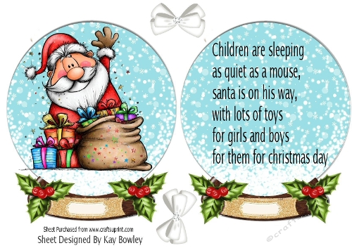 Snow Globe With Whimsical Santa  With Insert (ONE)