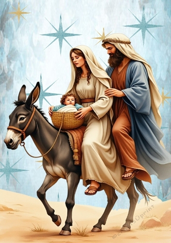 Lovely Nativity With Mary, Joseph With A Donkey A4