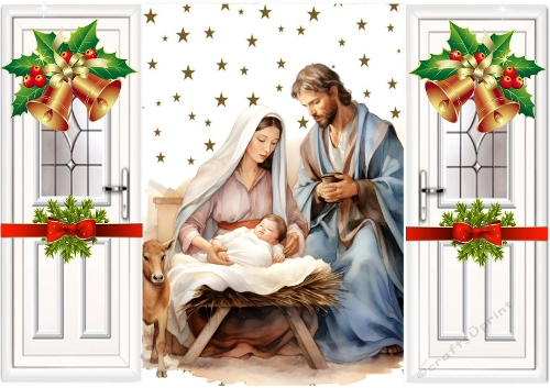Lovely Nativity Gatefold With Stars (FOUR)