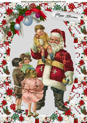 Lovely Santa with the Children A4 Topper
