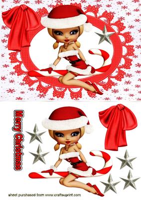 Little Lady in Santa Suit on Candy Cane