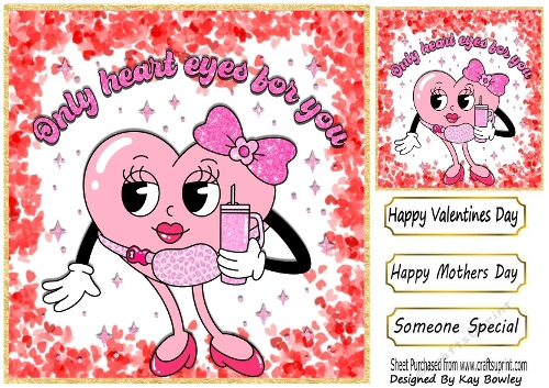 Quirky Pink Valentines Day 8x8 Card Frame of Red Hearts