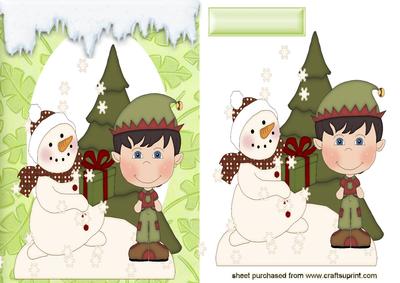 Snowman with Santa's Helper