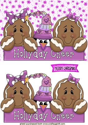 Little Gingerbread Girls in Pink with Penguin