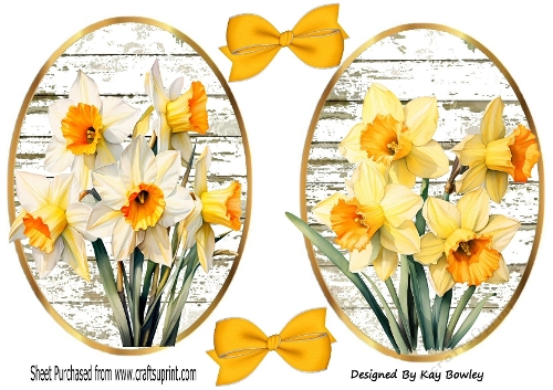 2 Pretty Daffodil Gold/White Toppers With Yellow Bows (set one)