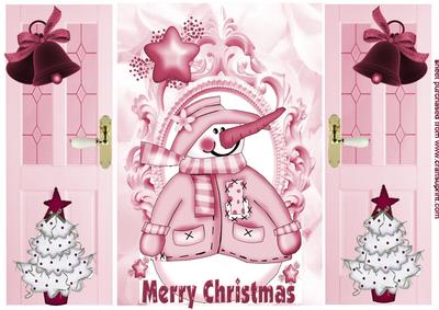 Lovely Snowman in Pink, Gatefold
