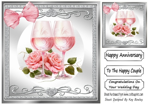 Pretty Pink Roses & Champagne For That Special Day 8x8 Card