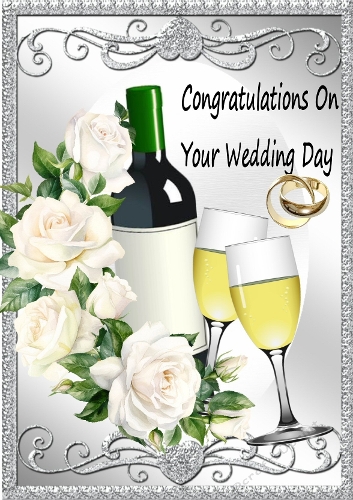 Pretty White Roses, Champagne And Rings, For Wedding A4