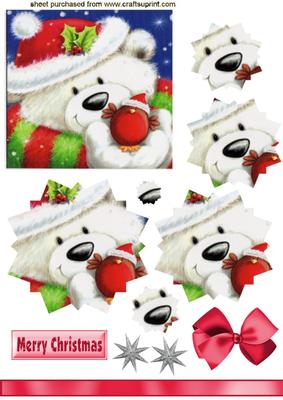 Christmas Polar Bear with Little Robin,star Pyramids