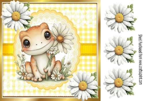 Pretty White Daisies With Cute Frog 8X8 (ONE)