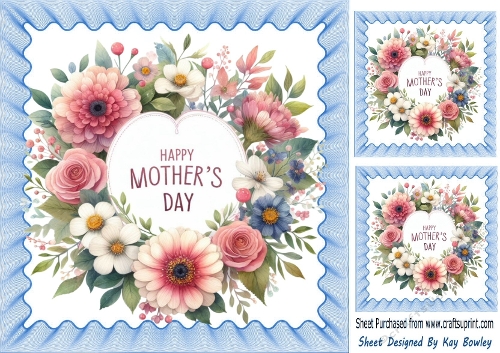 Pretty Flowers & A Heart, In Blue Frill 8x8 Frame