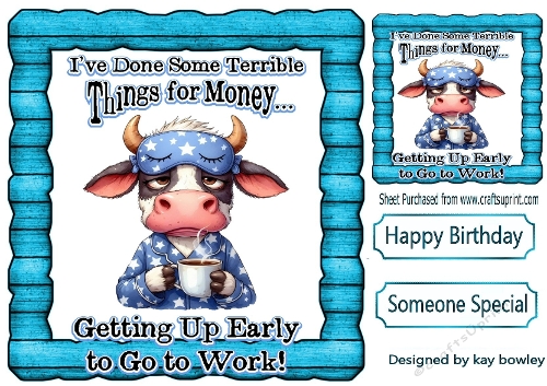 Lazy Cow With Cheeky Humour 8X8