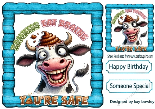Funny Face Cow With Cheeky Humour 8X8