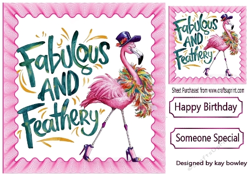 Fabulous Feathered Pink Flamingo 8x8