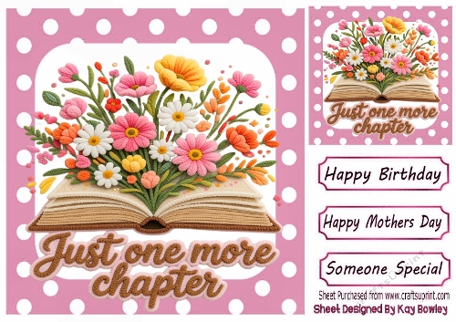 Just One More Chapter 8x8 Pink Polka Dot Card