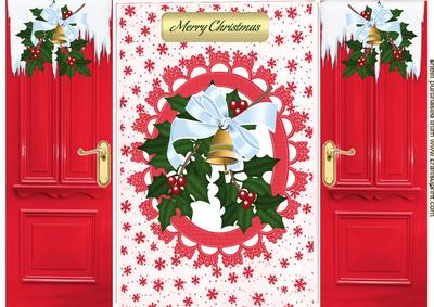 Lovely Christmas Holly with White Bow, Gatefold