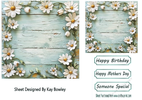 Pretty Daisy With Wood  Turq 7X7 Card Front
