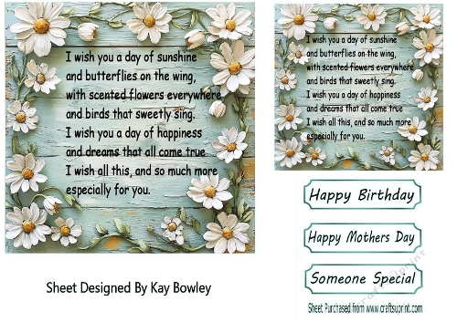 Pretty Daisy With Wood  Turq 7X7 Card Front/Insert