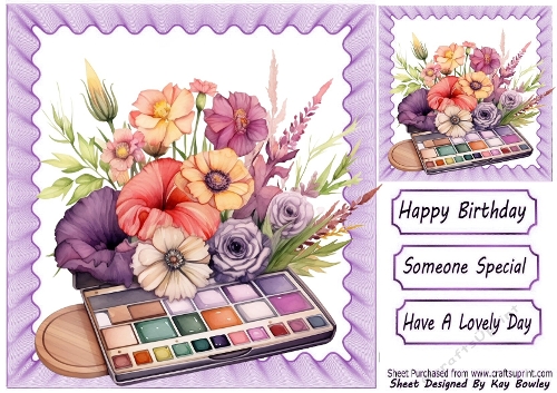 Pretty Purple Girlie Things Makeup & Flowrs 8x8 In Purple Frill Frame