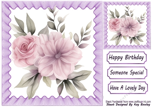 Pretty Lilac Shades Roses In Frill 8X8 Frame