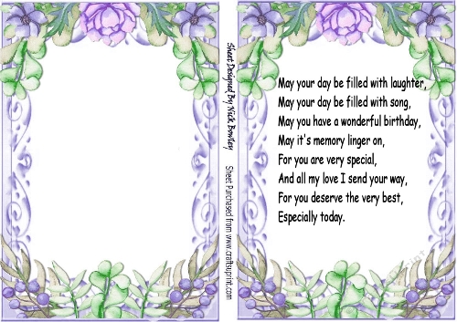  Purple Flower Frame Card Front A5 With Insert & Verse (ONE)