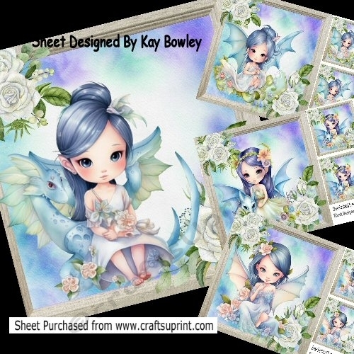 Pretty Set Of 4 Whimsical Fairies, Wooden Frames 8x8 Card Mini Kit