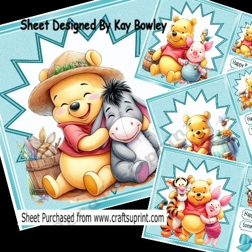 Lovely Set Of 4 Pooh Bear & Friends 8x8 Card, Mini Kit