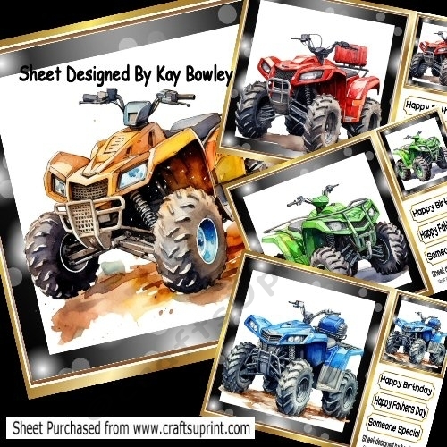  Set Of 4 Quad Bikes 8x8 Card, Mini Kit