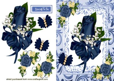 Dark Blue Rose with Flourishes