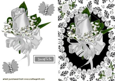 White Rose in a Black Diamond Frame