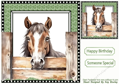 Cheeky Horse Peeking Over Fence 8x8 (TWO)