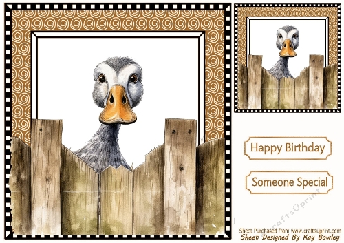 Funny Duck Peeking Over Fence 8x8 (SEVEN)