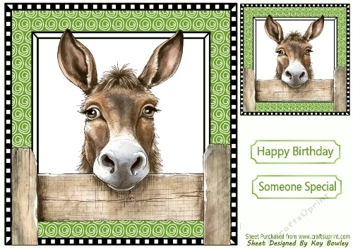 Cheeky Donkey  Peeking Over Fence 8x8 (ELEVEN)