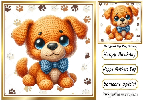 Cute Crochet Puppy In Paws 8x8 Frame