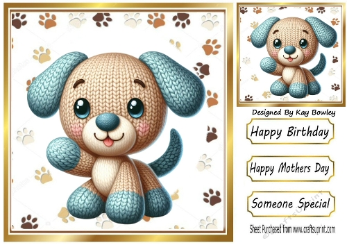 Cute Knitted Puppy In Paws 8x8 Frame