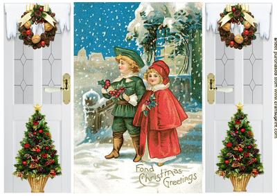 Lovely Christmas Scene of Children , Gatefold