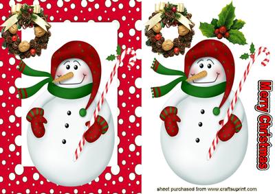 Carrot Nose Snowman with Holly