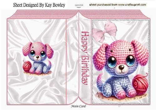 Lovely Crochet Pink Dog, Folded Book