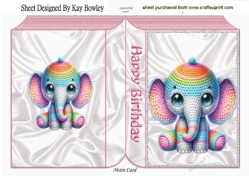 Lovely Crochet Pink Elephant, Folded Book