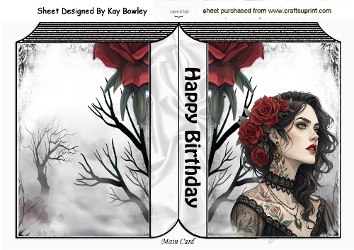 Gothic Lady With Red Roses Folded Book (ONE) 