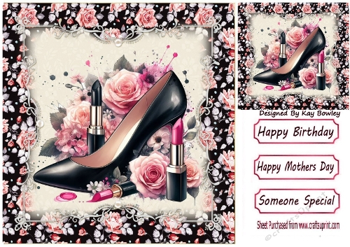 Pretty Ladies Accessories Pink/Black Rose 8x8 Frame