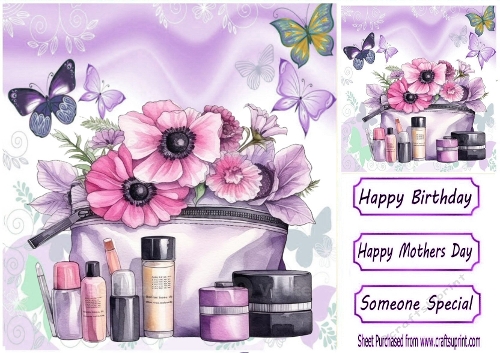 Pretty Purple Butterflies & Makeup 8x8 (TWO)