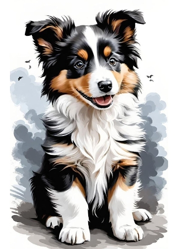 Lovely Black/White Border Collie  Puppy  A4