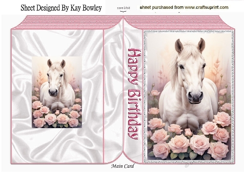 Beautiful White Horse With Roses Pink Folded Book  (TWO)