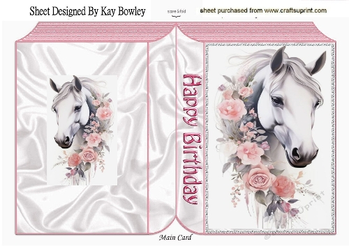 Beautiful White Horse With Roses Pink Folded Book  (THREE)